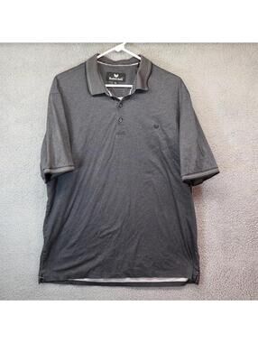 Buttercloth Polo Shirt Mens XL Gray Stripes Short Sleeve